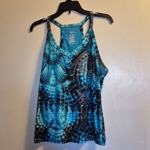 Danskin Blue and Black Patterned Tank Top